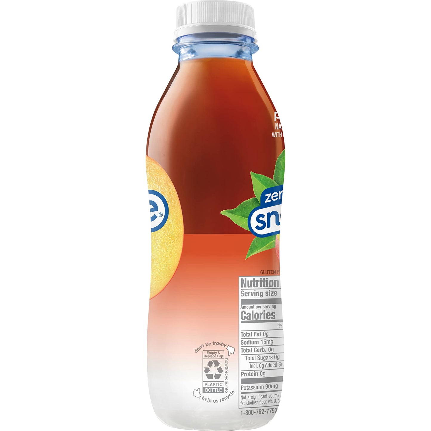 Snapple Zero Sugar Peach Tea, 16 fl oz recycled plastic bottle (Pack of 12)