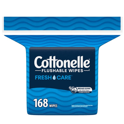 Cottonelle Fresh Care Flushable Wet Wipes, Adult Wet Wipes, 1 Refill Pack, 168 Wipes Per Pack, Packaging May Vary