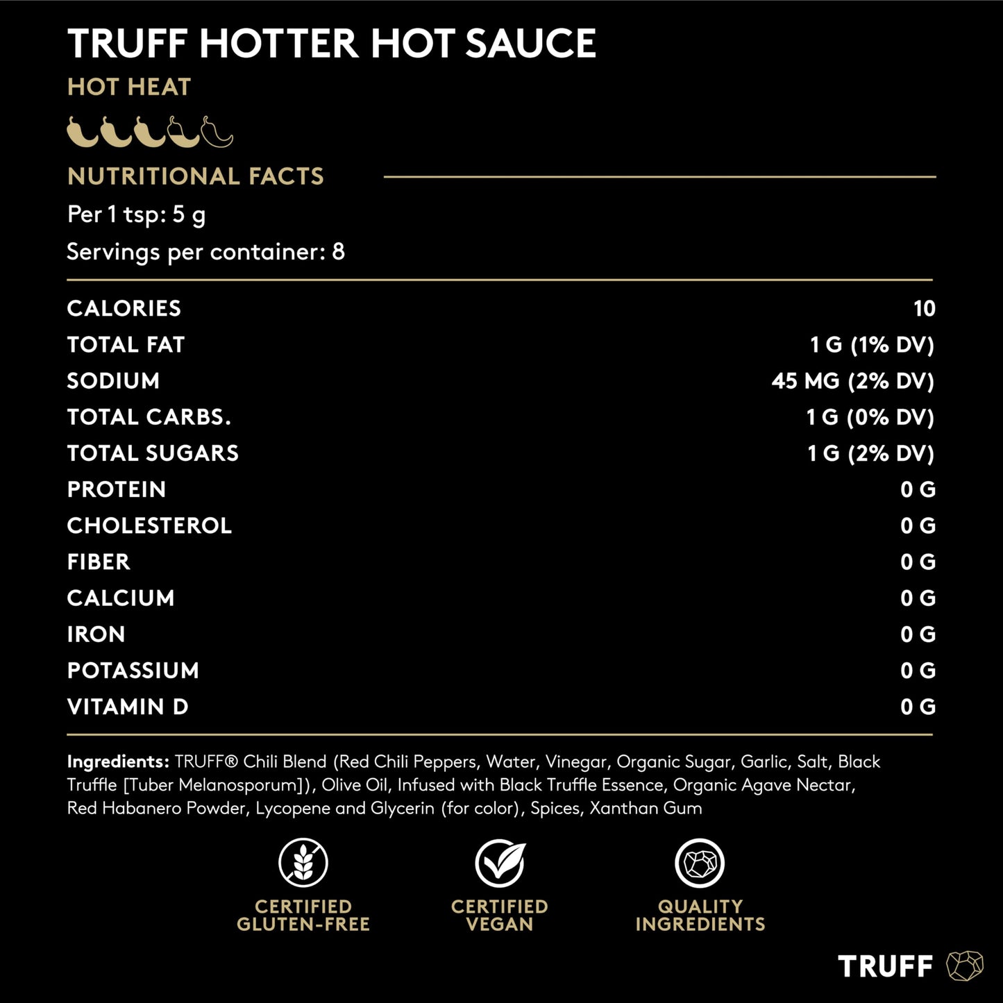 TRUFF Original Black Truffle Hot Sauce, Gourmet Hot Sauce with Ripe Chili Peppers, Black Truffle Oil, Agave Nectar, Unique Flavor Experience in a Bottle, 6 oz.