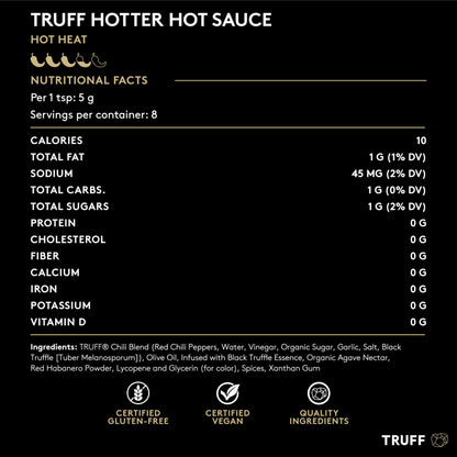 TRUFF Original Black Truffle Hot Sauce, Gourmet Hot Sauce with Ripe Chili Peppers, Black Truffle Oil, Agave Nectar, Unique Flavor Experience in a Bottle, 6 oz.