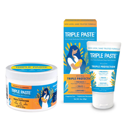 Triple Paste Diaper Rash Cream for Baby - 8 Oz Tub - Zinc Oxide Ointment Treats, Soothes and Prevents Diaper Rash - Pediatrician-Recommended Hypoallergenic Formula with Soothing Botanicals