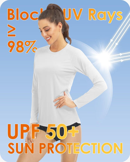 Boladeci Women's Sun Shirts UPF 50+ UV Protection Rash Guard Long Sleeve Quick Dry Lightweight Workout Swim Top Tee Shirts