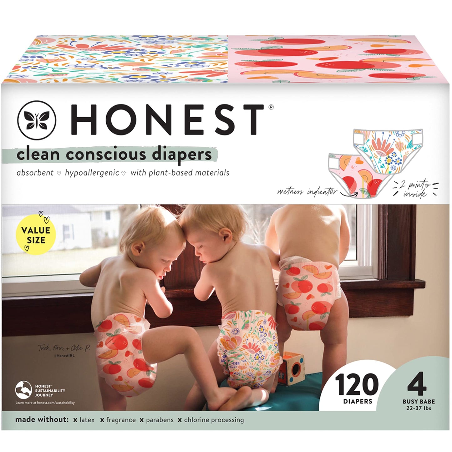 The Honest Company Clean Conscious Diapers | Plant-Based, Sustainable | Above It All + Pandas | Club Box, Size Newborn, 72 Count