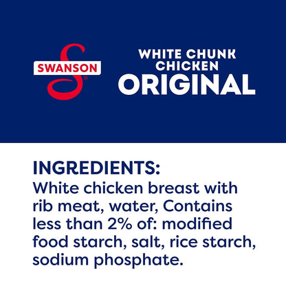 Swanson Original White Chunk Fully Cooked Chicken, Ready to Eat, Simple On-the-Go Meals, 2.6 OZ Pouch