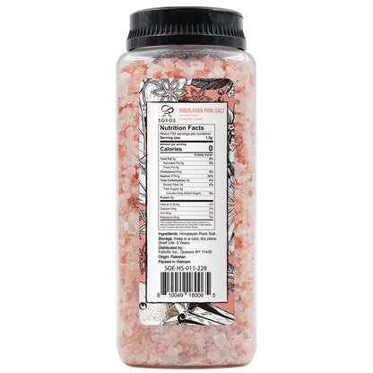 Soeos Himalayan Salt, Coarse Grain, 39Oz (2.4 Pound), Non-GMO Himalayan Pink Salt, Kosher Salt, Sea Salt for Grinder Refill