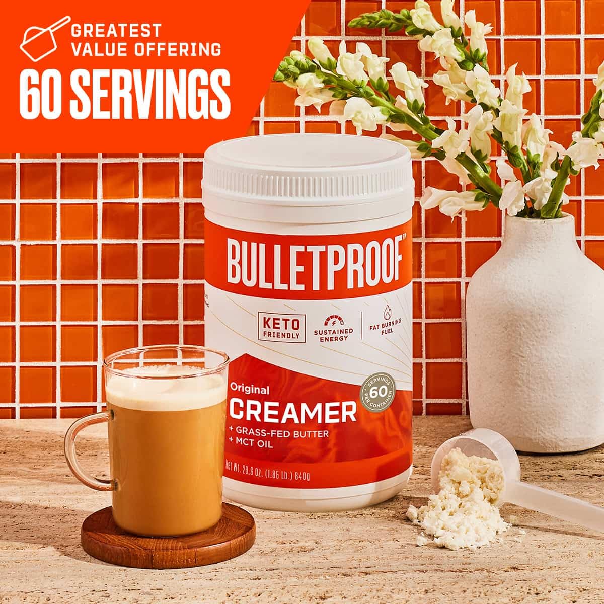 Bulletproof Original Creamer, 14.8 Ounces, Keto Coffee Creamer with MCT Oil and Grass-Fed Butter, Supports Brain Function