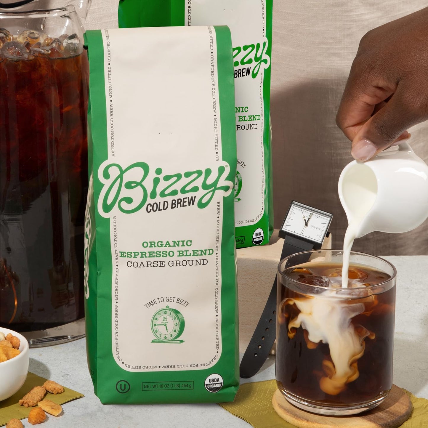 Bizzy Organic Cold Brew Coffee | Smooth & Sweet Blend | Coarse Ground Coffee | Micro Sifted | Specialty Grade | 100% Arabica | 1 LB