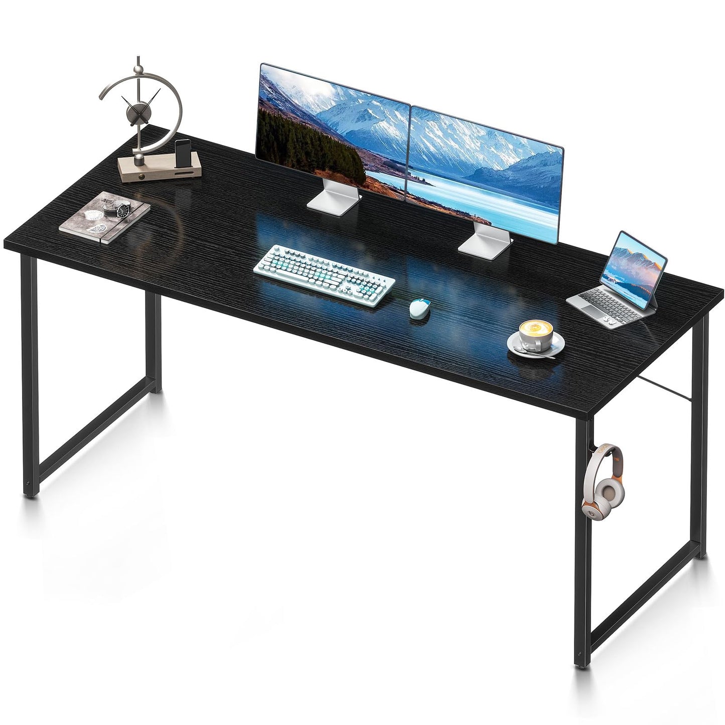 Coleshome 63 Inch Computer Desk, Modern Simple Style Desk for Home Office, Study Student Writing Desk,Black