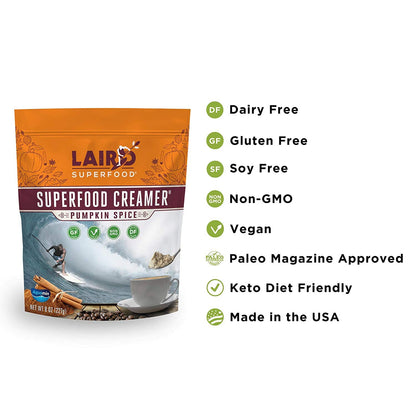 Laird Superfood Non-Dairy Superfood Creamer - Coconut Powder Coffee Creamer - Sweet & Creamy - Gluten Free, Non-GMO, Vegan - 16 oz. Bag, Pack of 1