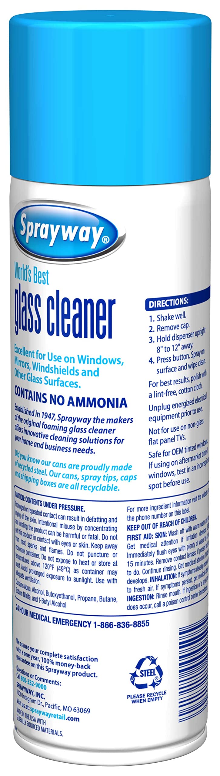 Glass Cleaner Ammonia Free, Streak Free, Blue