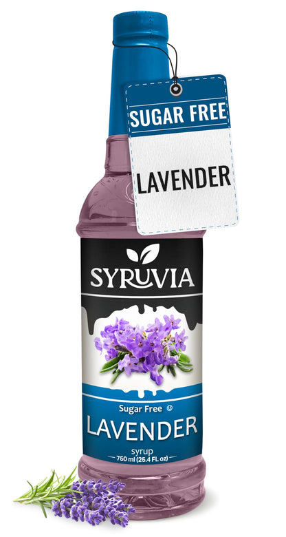 Syruvia Sugar-Free Lavender Syrup (25.4 fl oz) - Delicate Floral Bliss with Zero Added Sugar – Kosher, Gluten-Free, Perfect for Enhancing Beverages, Desserts, and Culinary Creations