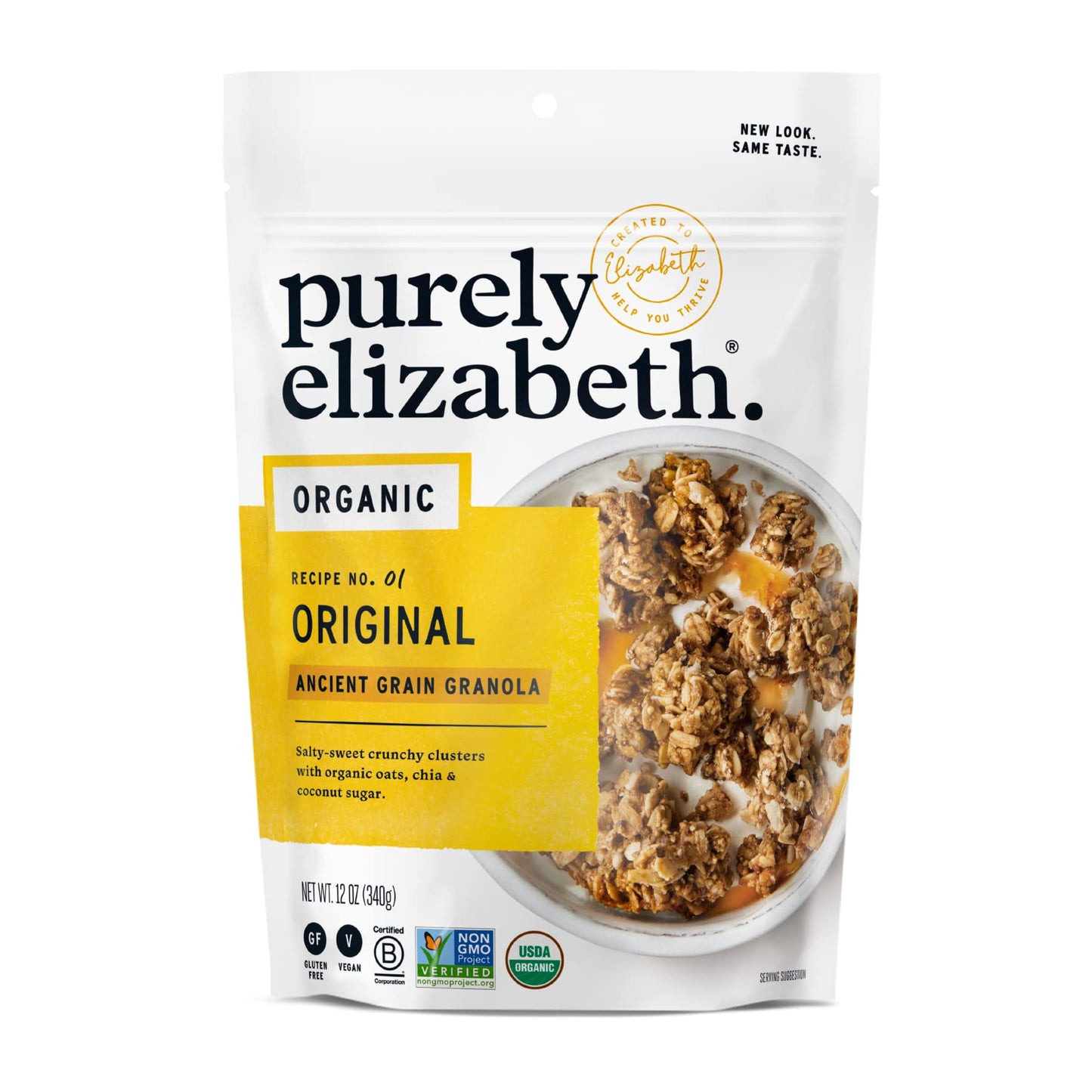 Purely Elizabeth Organic Original, Ancient Grain Granola, Gluten-Free, Non-GMO (3 Ct, 12oz Bags)