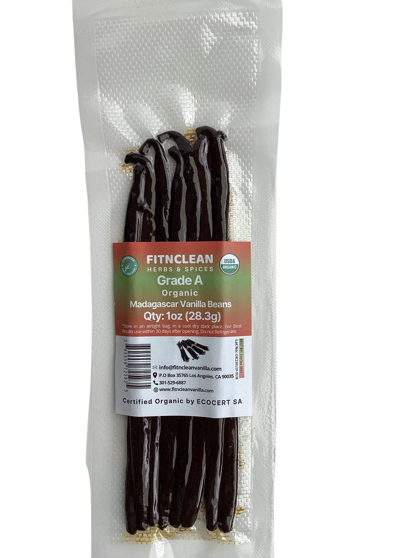 50 Organic Grade A Madagascar Vanilla Beans. Certified USDA Organic for Extract and all things Vanilla by FITNCLEAN VANILLA. ~5" Bulk Fresh Bourbon NON-GMO Pods.