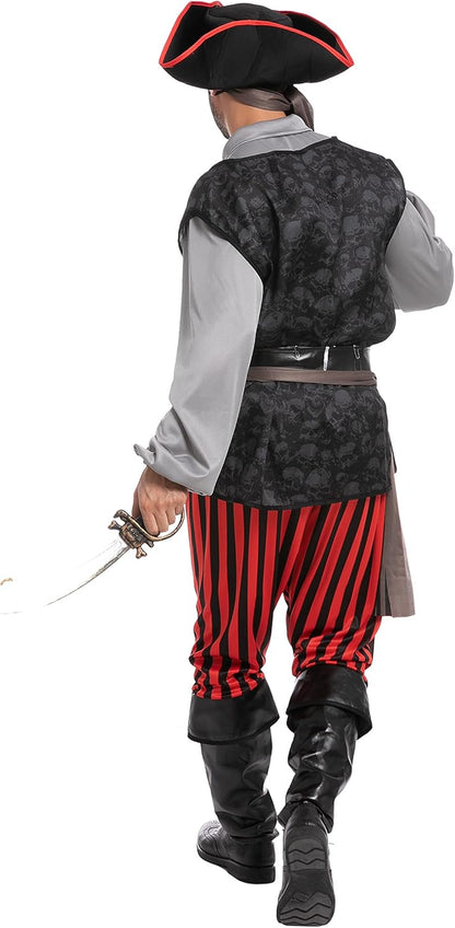 Spooktacular Creations Adult Men Pirate Costume for Halloween, Costume Party, Trick or Treating, Cosplay Party (Large)