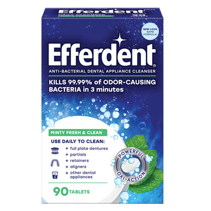 Efferdent Retainer Cleaning Tablets, Denture Cleaning Tablets for Dental Appliances, Minty Fresh & Clean, 126 Count