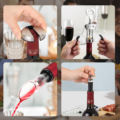 Wine Opener, Zinc Alloy Premium Wing Corkscrew Wine Bottle Opener with Multifunctional Bottles Opener, Sharp Corkscrew with Ergonomic Non-slip Wing Handle, Upgrade