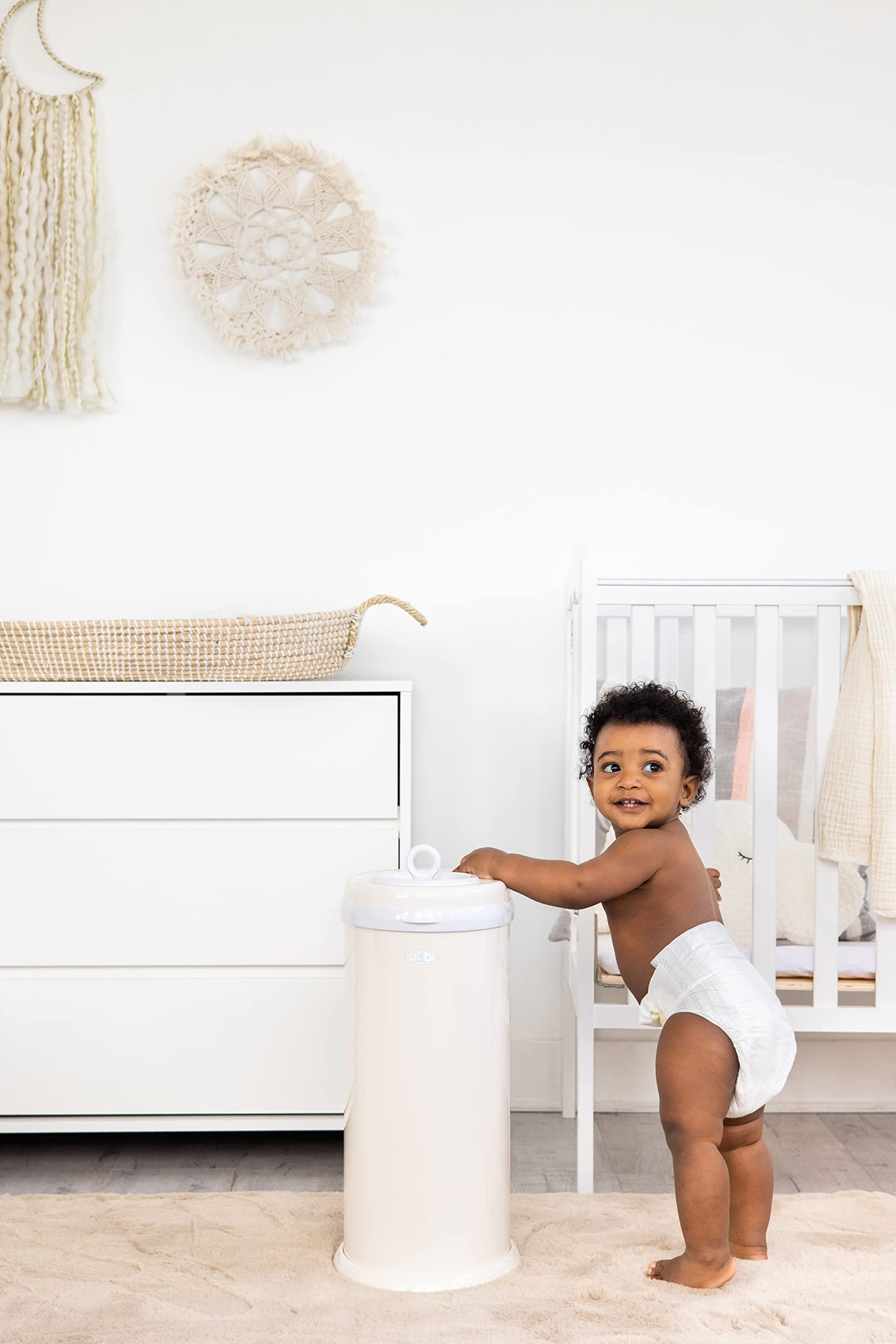 Ubbi Steel Diaper Pail, Odor Locking, No Special Bag Required, Award-Winning, Registry Must-Have, White