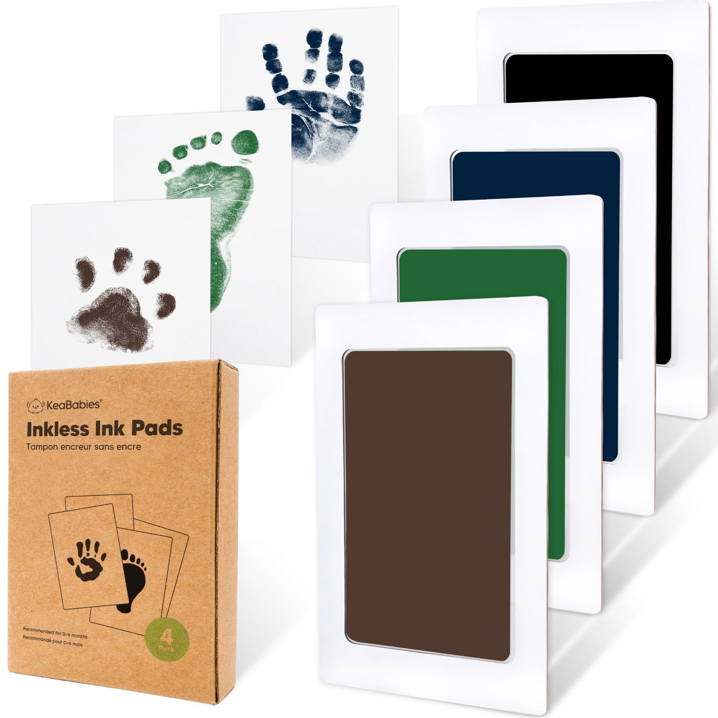 4-Pack Inkless Hand and Footprint Kit - Ink Pad for Baby Hand and Footprints - Dog Paw Print Kit,Dog Nose Print Kit - Baby Footprint Kit, Clean Touch Baby Foot Printing Kit, Handprint Kit (Jet Black)