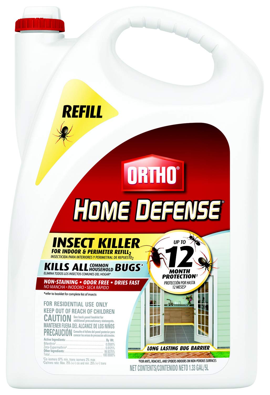 Ortho Home Defense Insect Killer for Indoor & Perimeter2 with Comfort Wand, Controls Ants, Roaches, and Spiders, 1.1 gal., 1 Pack