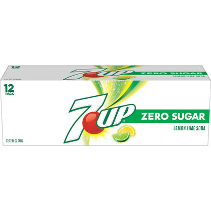 7UP Zero Sugar Lemon Lime Soda, 12 fl oz cans (Pack of 12)