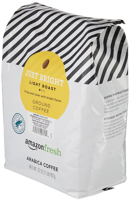 Amazon Fresh, Just Bright Ground Coffee, Light Roast, 32 Oz