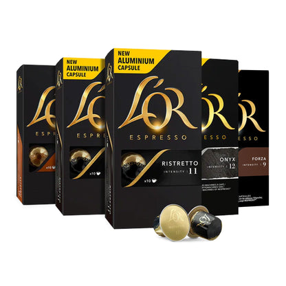 L'OR Espresso Capsules, 50 Count Mild Variety Pack, Single-Serve Aluminum Coffee Capsules Compatible with the L’OR BARISTA System & *Nespresso Original Machines