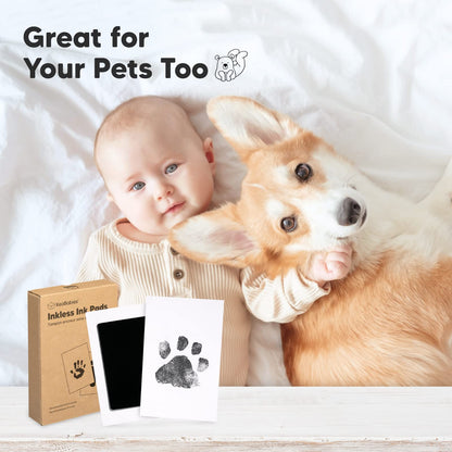 4-Pack Inkless Hand and Footprint Kit - Ink Pad for Baby Hand and Footprints - Dog Paw Print Kit,Dog Nose Print Kit - Baby Footprint Kit, Clean Touch Baby Foot Printing Kit, Handprint Kit (Jet Black)