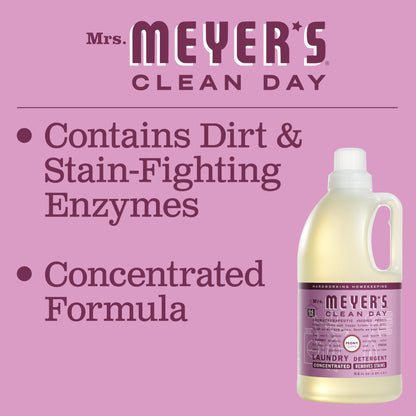 MRS. MEYER'S CLEAN DAY Liquid Laundry Detergent, Biodegradable Formula Infused with Essential Oils, Lavender, 64 oz (64 Loads)