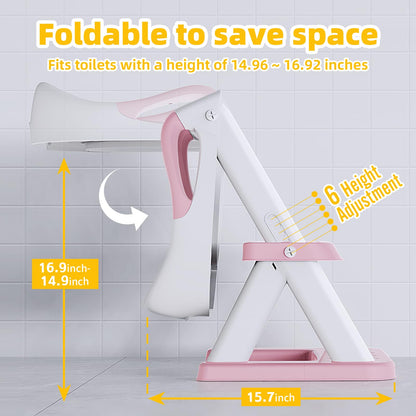 Toilet Potty Training Seat with Step Stool Ladder,SKYROKU Training Toilet for Kids Boys Girls Toddlers-Comfortable Safe Potty Seat with Anti-Slip Pads Ladder (Grey)