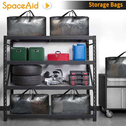 SpaceAid Heavy Duty Moving Bags, Extra Large Storage Totes W/Backpack Straps Strong Handles & Zippers, Alternative to Moving Boxes, Packing & Moving Supplies, Black (8 Pack)