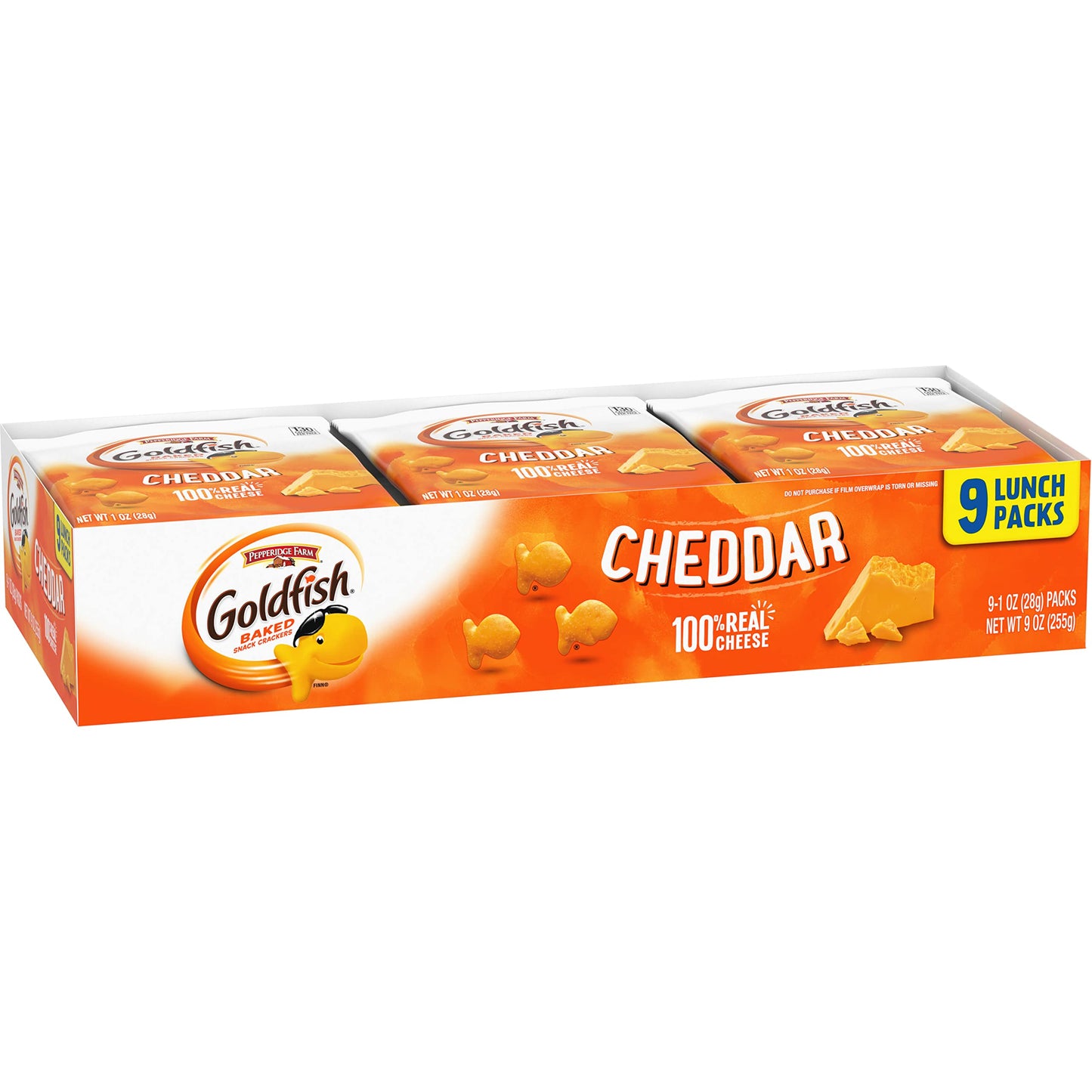 Goldfish Colors Cheddar Crackers, Snack Pack, 0.9 oz, 9 CT Multi-Pack Tray (Pack of 2)