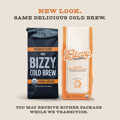 Bizzy Organic Cold Brew Coffee | Smooth & Sweet Blend | Coarse Ground Coffee | Micro Sifted | Specialty Grade | 100% Arabica | 1 LB