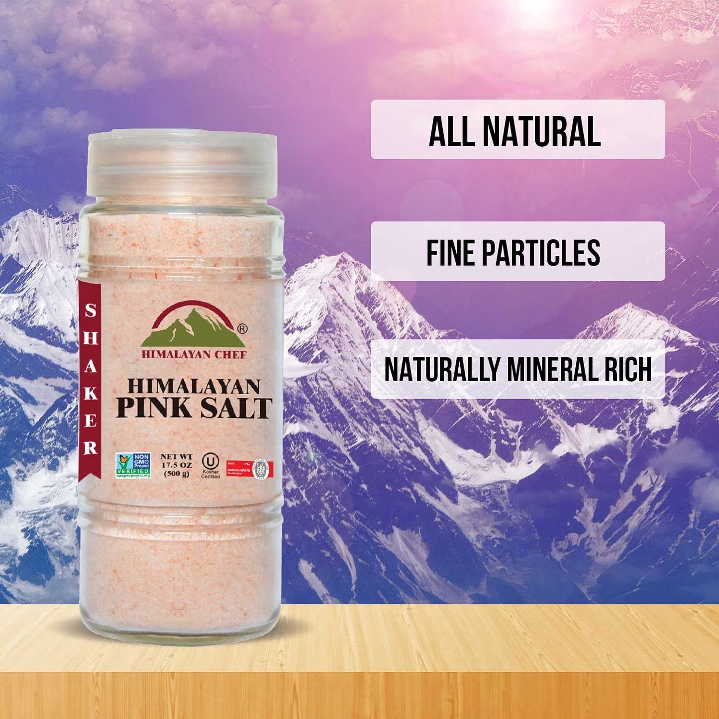 Himalayan Chef Pink Himalayan Salt, Fine Grain - 1 lbs (1 Pound Bag)