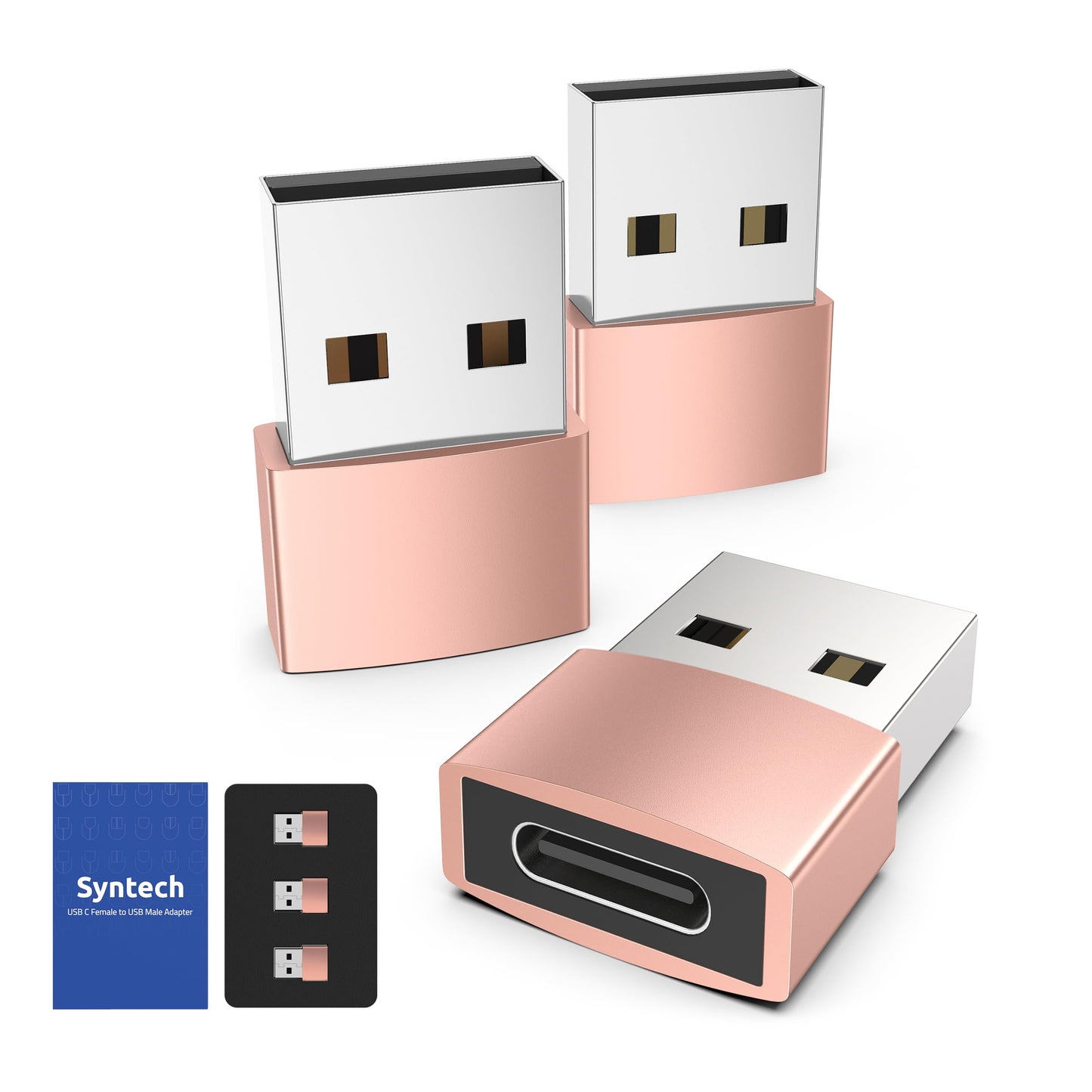 Syntech USB C Female to USB Male Adapter Pack of 3 [Travel Must Haves, Aluminum] USB C to USB Adapter, Type C Charger Cable Power Converter Compatible with iPhone 15 Apple Watch AirPods CarPlay, etc.