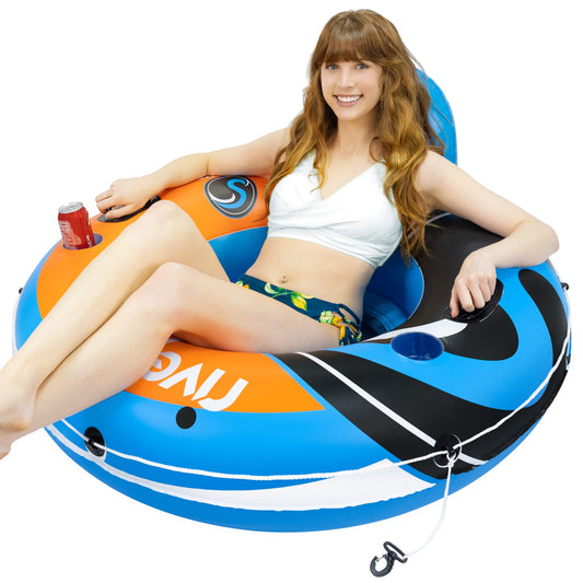 2024 New & Upgraded Sunlite Sports Heavy Duty River Tube Inflatable, Premium Water Float to Lounge above Lake and River, Outdoor Water Raft Sport Fun, Recreational Use