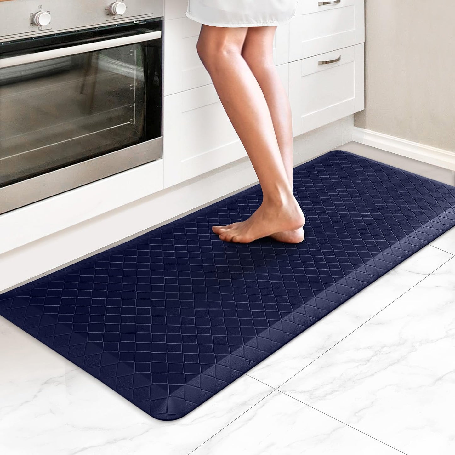 HappyTrends Floor Mat Cushioned Anti-Fatigue ,17.3"x28",Thick Waterproof Non-Slip Mats and Rugs Heavy Duty Ergonomic Comfort Rug for Kitchen,Floor,Office,Sink,Laundry,Black