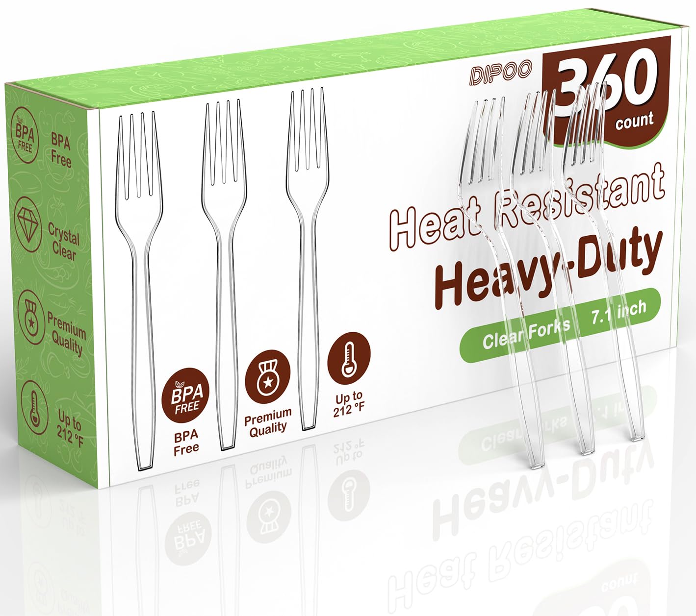 7.1" Clear Plastic Forks Heavy Duty with Heat Resistant & BPA Free, Solid and Durable Plastic Cutlery, Premium Disposable Forks for Party Supply(84 Count)