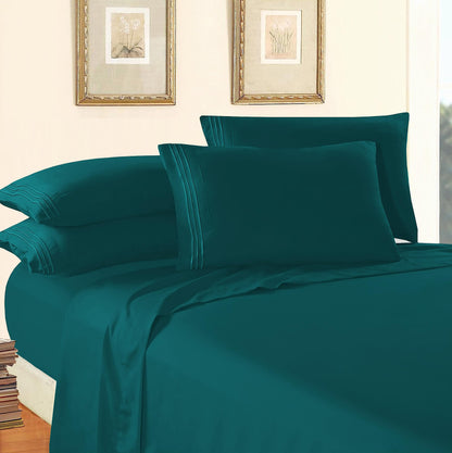 Elegant Comfort Luxury 1500 Premium Hotel Quality Microfiber 4-Piece Sheet Set - Wrinkle Resistant, All Around Elastic Fitted Sheet, Deep Pocket up to 16", Twin/Twin XL, Aqua