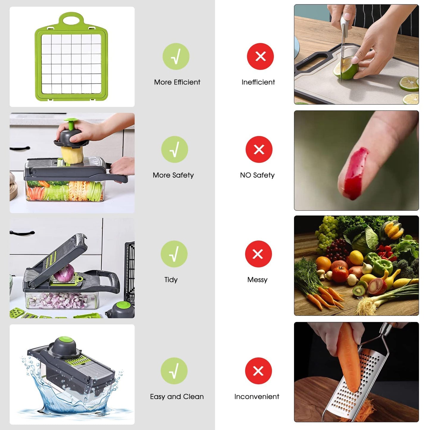 Vegetable Chopper Slicer 16-in-1 with Spice Chopper Set 7 Blades Veggie Dicer Onion Fruit Cutter