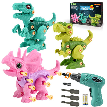 FREE TO FLY Kids Toys Stem Dinosaur Toy: Take Apart Toys for kids 3-5 Learning Educational Building Sets with Electric Drill Birthday Gifts for Toddlers Boys Girls Age 3 4 5 6 7 8 Year Old