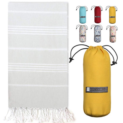 BAY LAUREL Turkish Beach Towel with Travel Bag 39 x 71 Quick Dry Sand Free Lightweight Large Oversized Towels Light