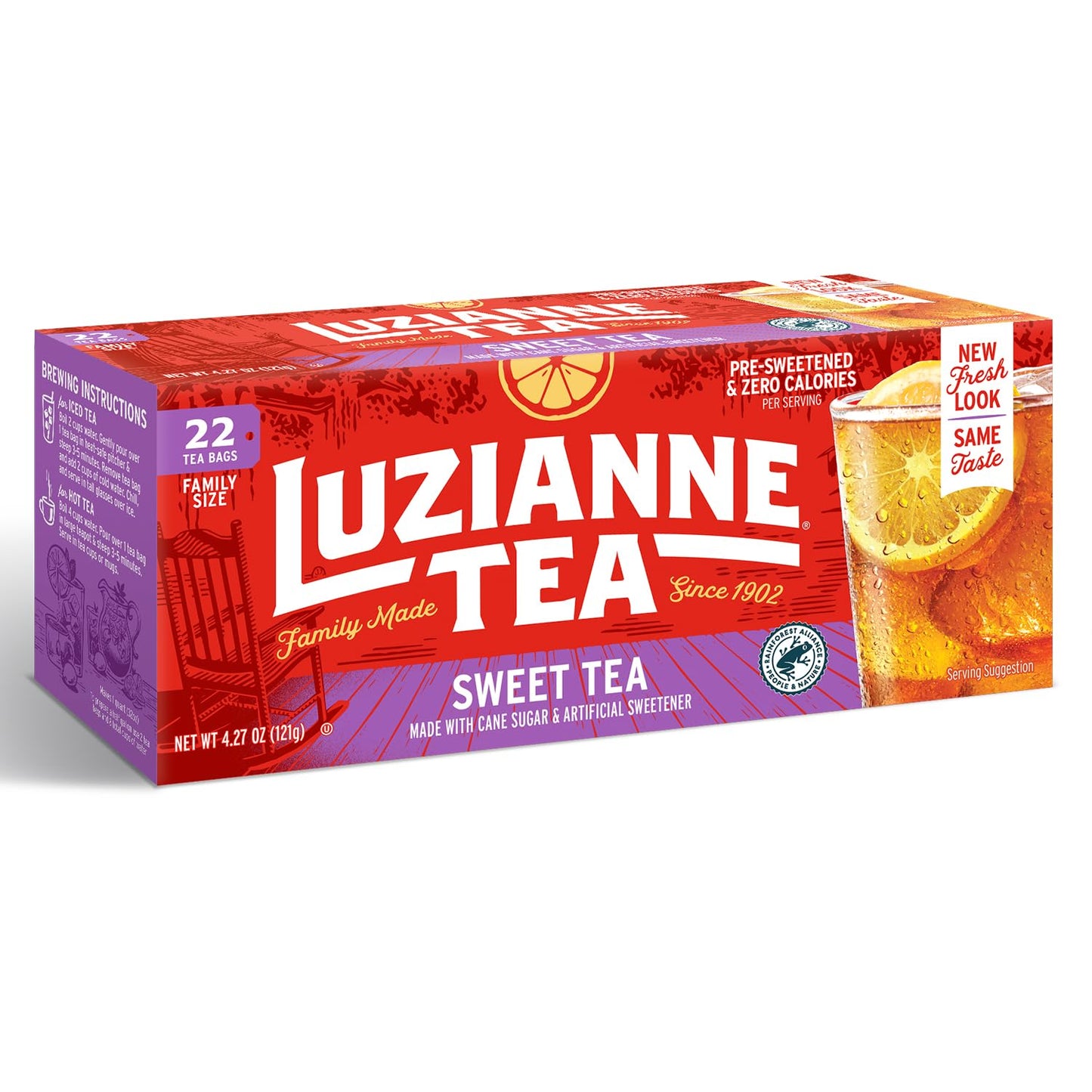 Luzianne Decaffeinated Iced Tea Bags, Family Size, 24ct Box (Pack of 6)