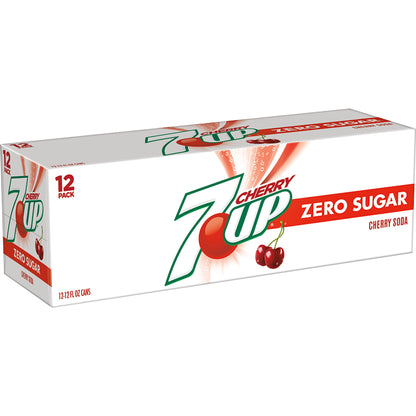 7UP Cherry Zero Sugar Soda, 12 fl oz cans (Pack of 12)