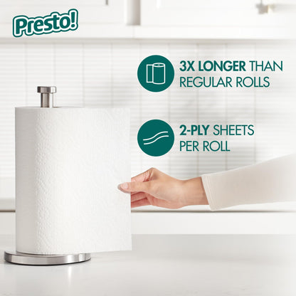 Amazon Brand - Presto! Flex-a-Size Paper Towels, 128 Sheet Family Roll, 16 Rolls (2 Packs of 8), Equivalent to 40 Regular Rolls, White