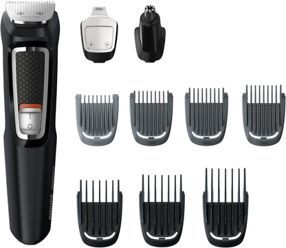 Philips Norelco Multi Groomer All-in-One Trimmer Series 3000-13 Piece Mens Grooming Kit for Beard, Face, Nose, Ear Hair Trimmer and Hair Clipper - NO Blade Oil Needed, MG3740/40