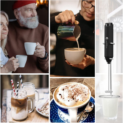 Powerful Milk Frother Handheld Foam Maker, Mini Whisk Drink Mixer for Coffee, Cappuccino, Latte, Matcha, Hot Chocolate, No Stand, Galaxy