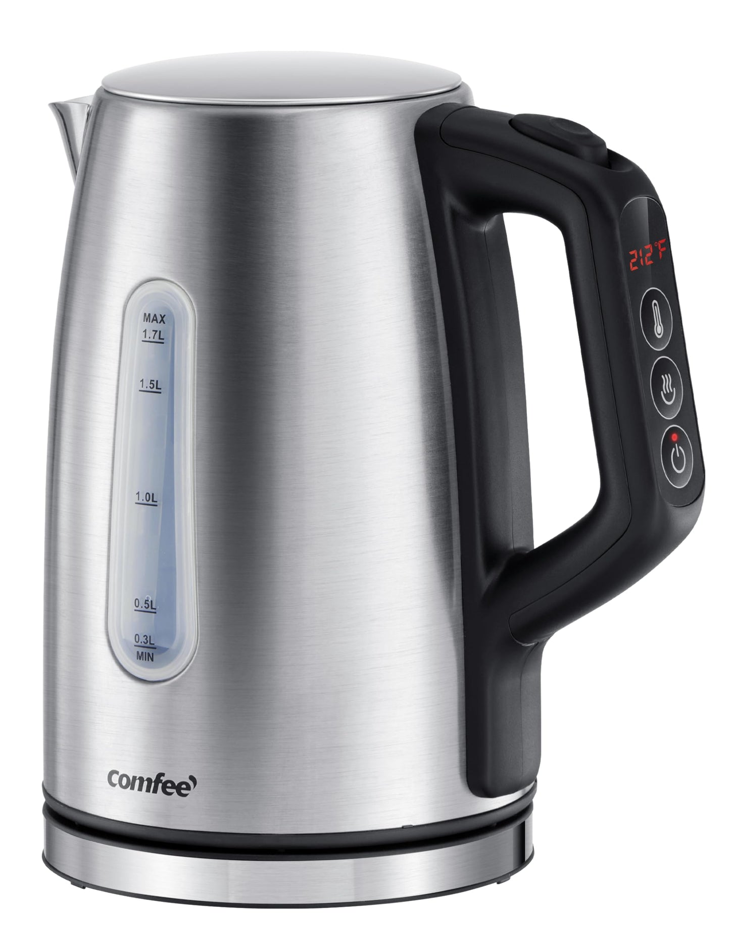 COMFEE' Stainless Steel Electric Kettle, 1.7 Liter Tea Kettle Electric & Hot Water Kettle, 1500W Fast Boil with LED Light, Auto Shut-Off and Boil-Dry Protection