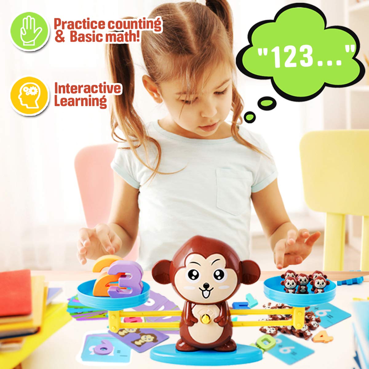 CozyBomB™ Homeschool Kindergarten Balance Board Game - Preschool Activities Math Learning Stem Montessori Cool Toys Educational with Frog Scale Cards Balancing Numbers for Kids Ages 3 4 5 6 Year Old