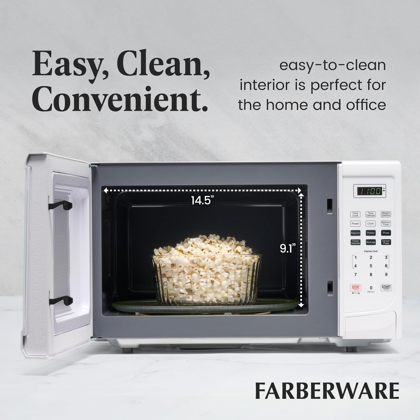 Farberware Countertop Microwave 700 Watts, 0.7 Cu. Ft. - Microwave Oven With LED Lighting and Child Lock - Perfect for Apartments and Dorms - Easy Clean Stainless Steel