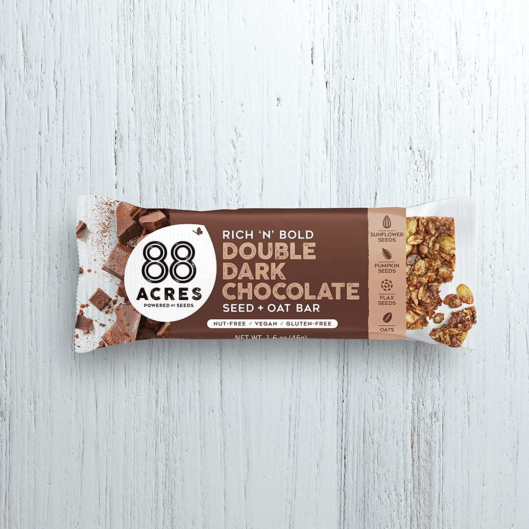 88 Acres Granola Bars | Dark Chocolate Sea Salt | Gluten Free, Nut-Free Oat and Seed Snack Bar | Vegan & Non GMO | 12 Pack